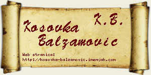 Kosovka Balzamović vizit kartica
